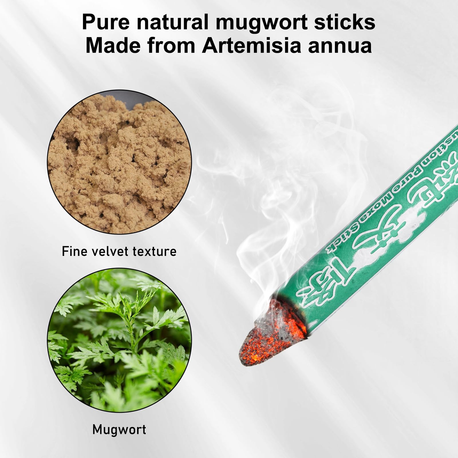 20 unidades de palitos de moxa naturales puros, moxa rollos, sin humo, moxa rollos, para moxibustión suave, cuidado de la salud, alivia el dolor del cuerpo, masaje