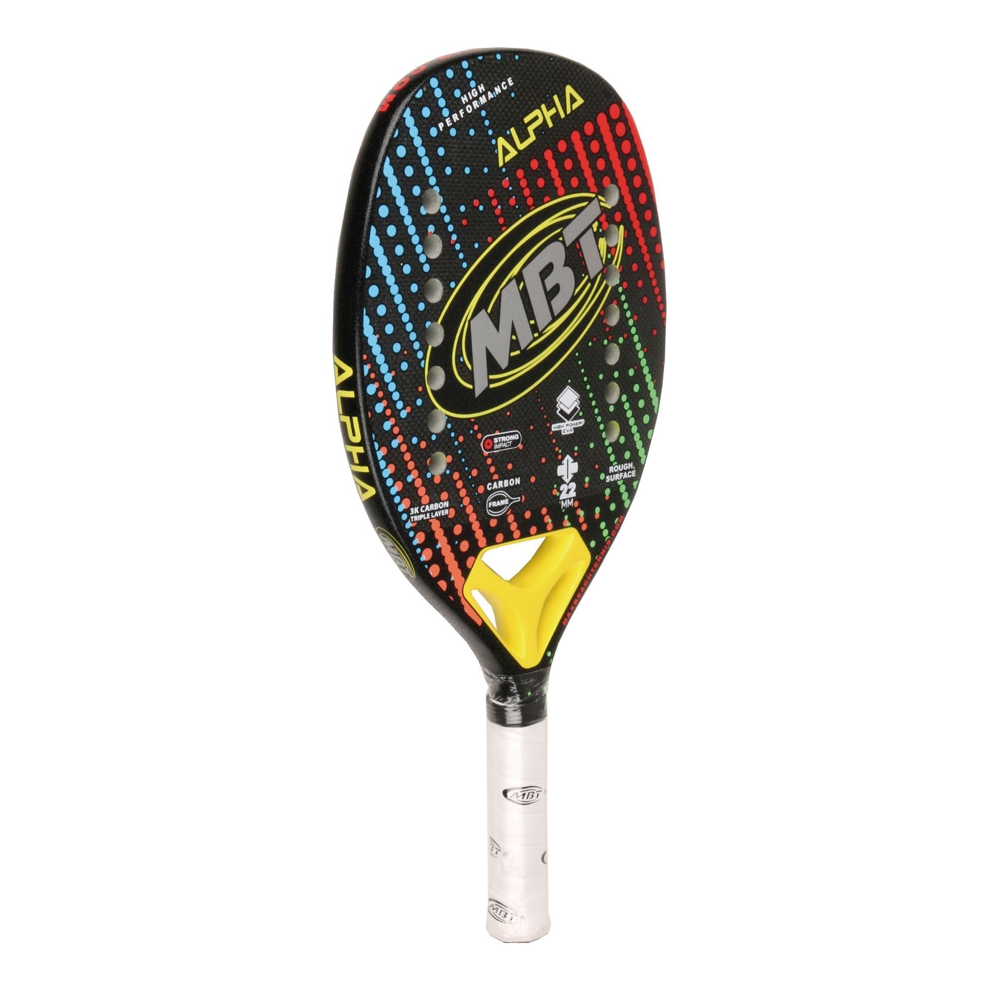 Racchetta Beach Tennis 100% Fibra di Carbonio 3K Eva High Power Profilo 22 mm Custodia inclusa