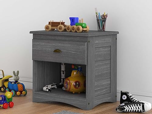 Discovery World Furniture Mesita de noche de 1 cajón en color gris