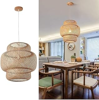 Hand-Woven Bamboo Pendant Light, Rattan Handwoven Pendant Lamp, Natural ...