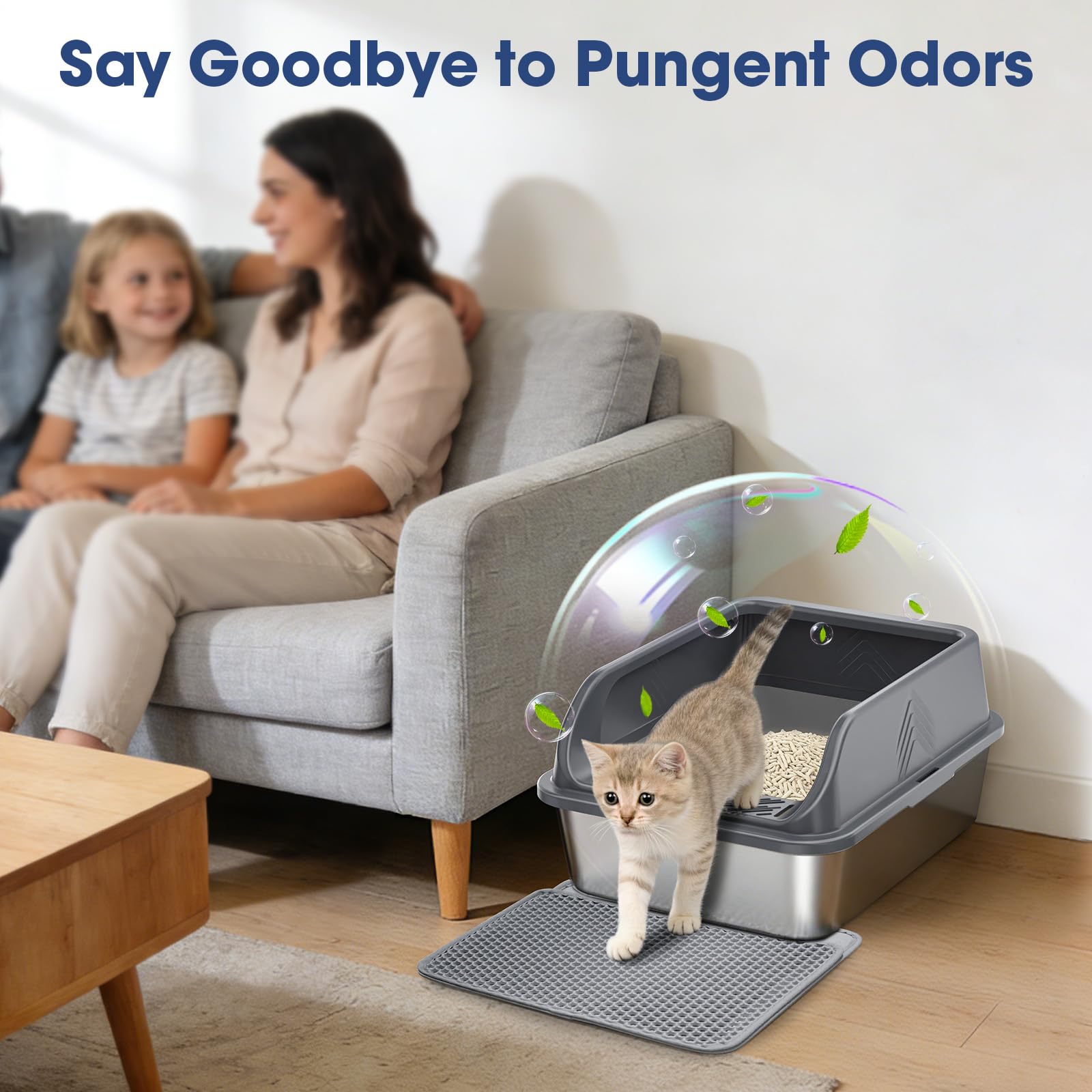 Small Stainless Steel Litter Box with Lid for Kitten, Metal Cat Litter Boxes High Sided Enclosed for Injured Cats and Rabbit, Anti-Urine Leakage | Non-Stick Bottom & Includes Scoop - image 7