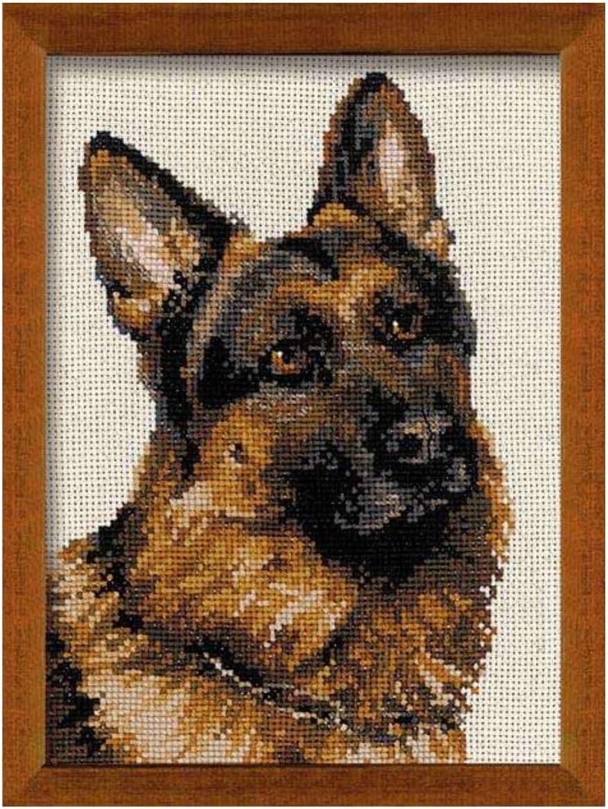 - RIOLIS - German Shepherd 1068, Dogs Cross Stitch Kits 9,45" x11,81, Counted Cross Stitch Kits, Counted Cross Stitch Kits for Beginners & Advanced, Cross Stitching Kits for Adults, Dog Embroidery Kit