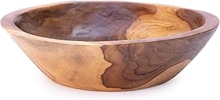 ANDALUCA 9 Inch Teak Wood Hand Carved Rustic Organic Bowl Small (9