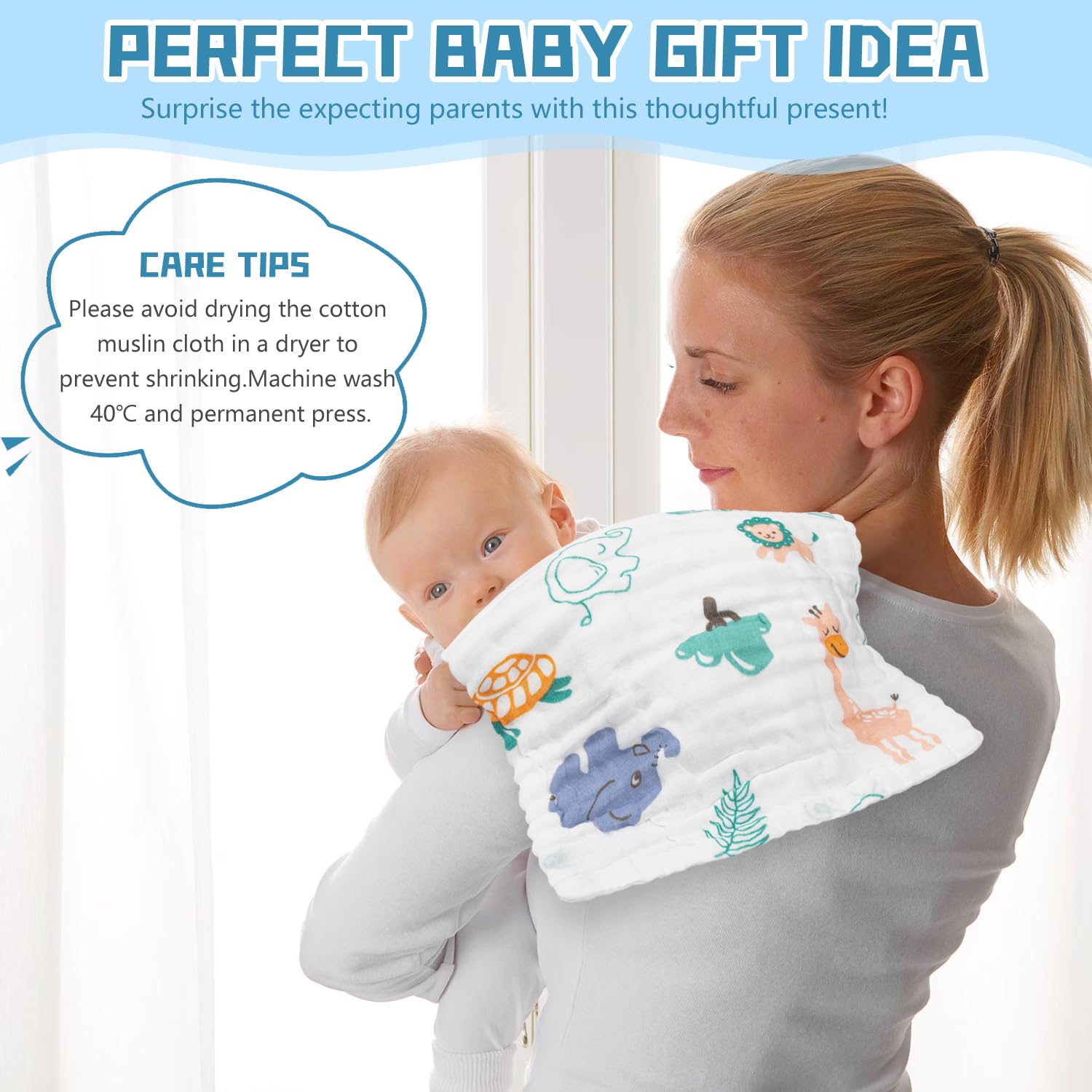 6er-Set Musselin-Spucktücher Für Babys – Ultraweich, Saugstark, 50,8x25,4 Cm, Aus Baumwolle & Bambus