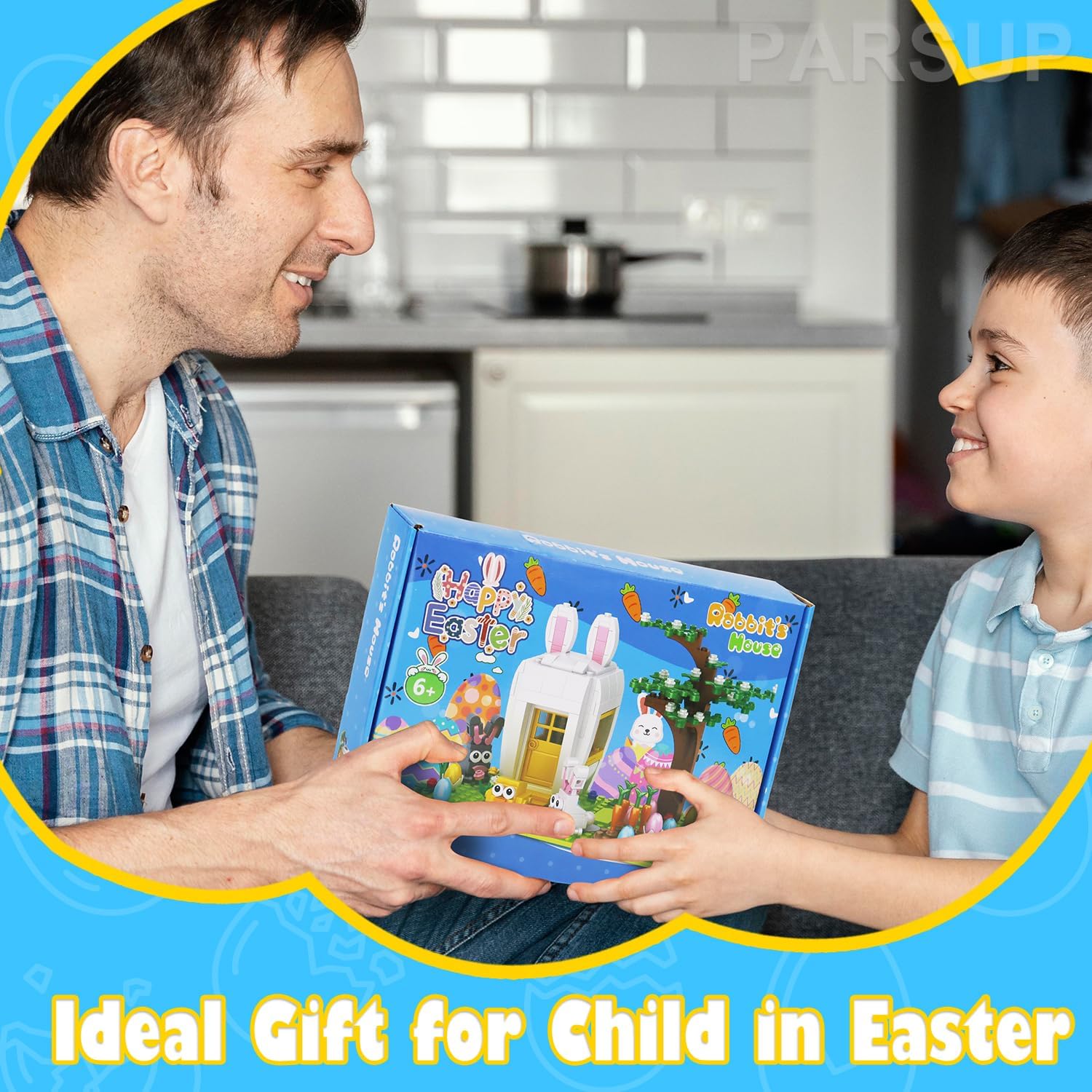 PARSUP Easter Building Blocks Gifts for Kids 4-12, Bunny Rabbit House Spring Birthday Party Favors for Son Daughter Boys Girls Teens