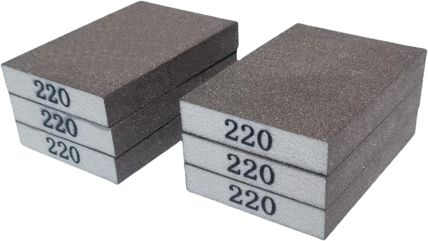 6 PCS 220 Grit Hand Sanding Blocks Set - Fine Sander Sponge, Wet and Dry Dual-use Sanding Sponges, Washable and Reusable, Ideal for Wood Metal Wall Polish