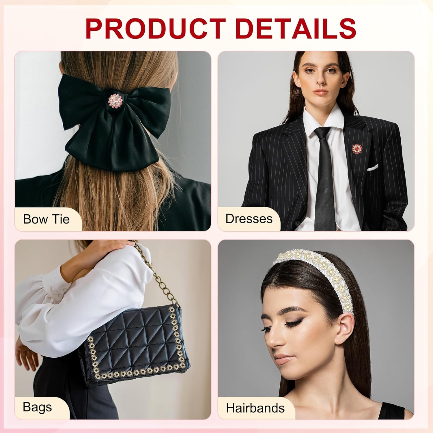 PATIKIL 100個 ソーイング ラインストーン クリスタル 14mm、3層 ソーイング フラワー クロー ラインストーン ガラ