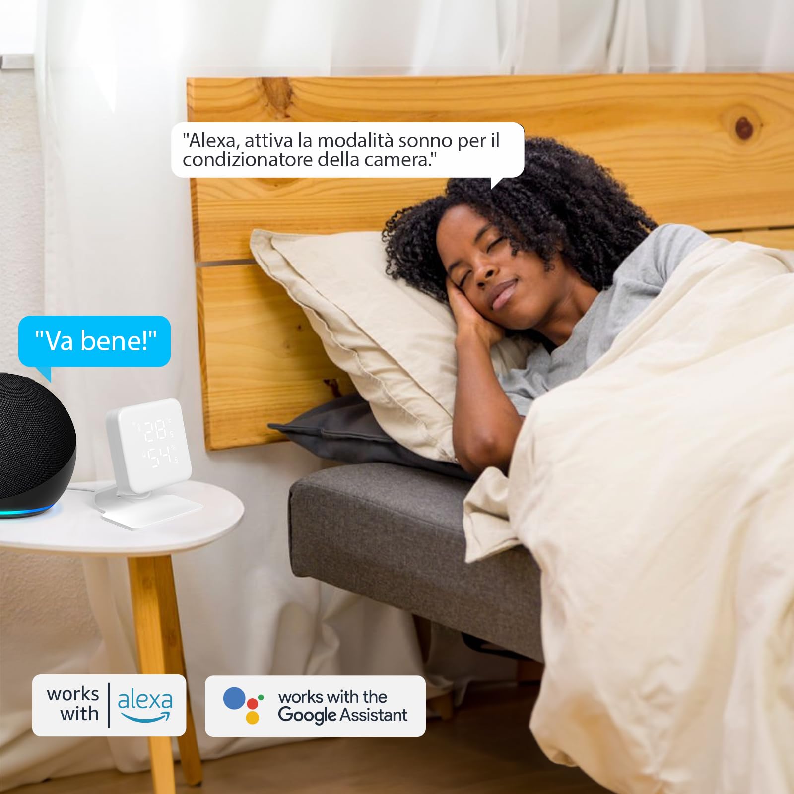 WOOX Controllo Intelligente per Climatizzazione e Pompe di Calore, Igrometro Termometro Telecomando con sensore IR, Termostato WiFi Domotica, compatibile con Alexa/Google