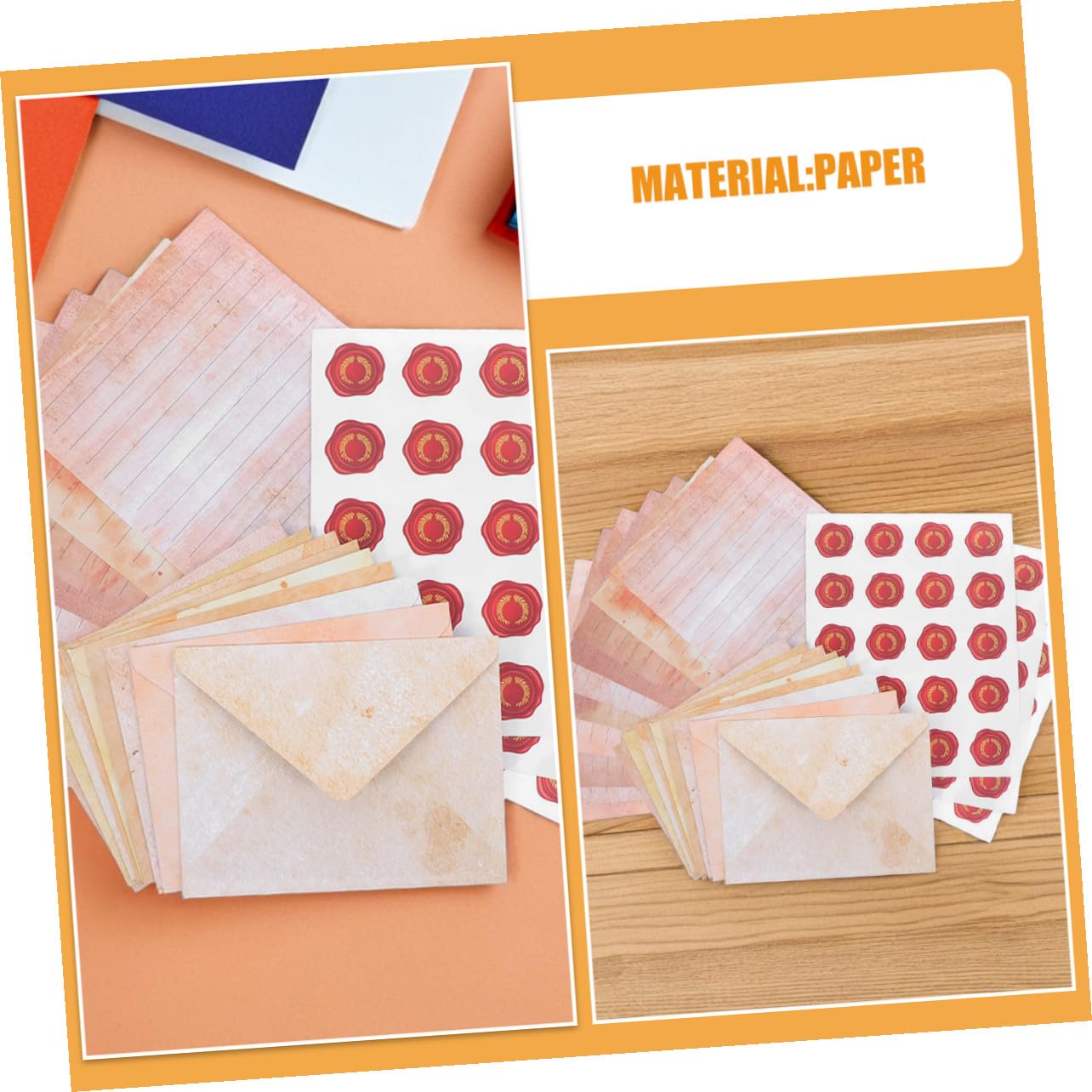 Vintage Briefpapier Satz mit 100 Satz Papier Umschlägen