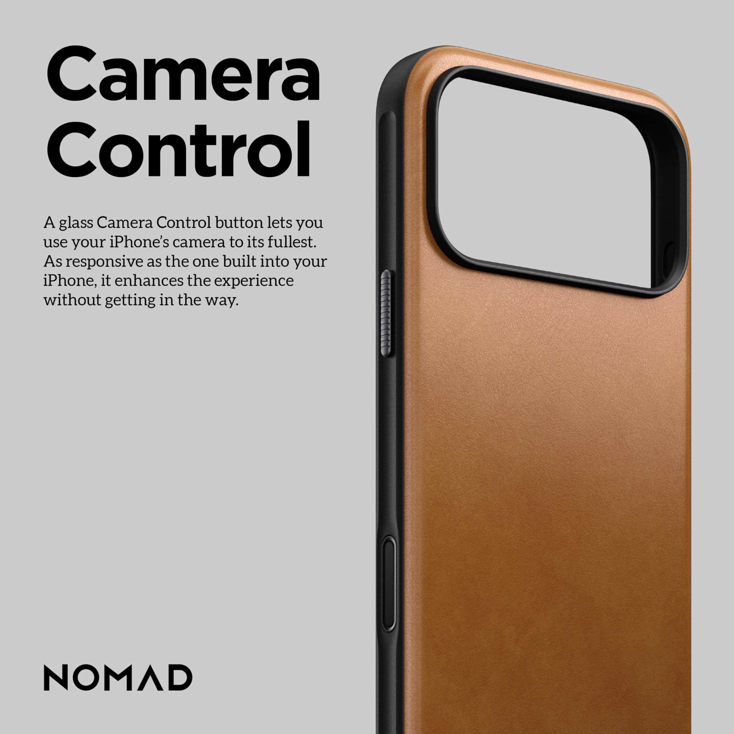 NOMAD Capa de couro moderna English Tan compatível com iPhone 17
