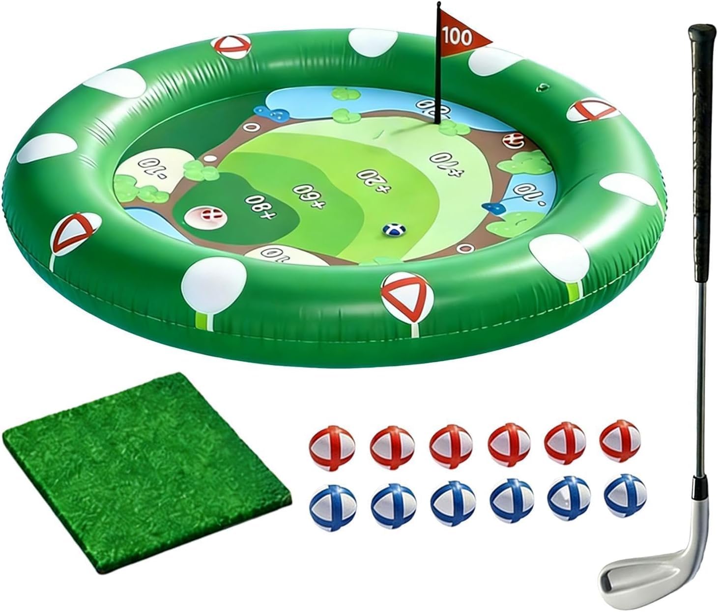 Pool-Golfspiel schwimmend, aufblasbares Putting-Green Set mit Zielen, 110 cm, Sommer-Pool-Sport für Kinder & Familie, Outdoor Schwimmbad Spiel