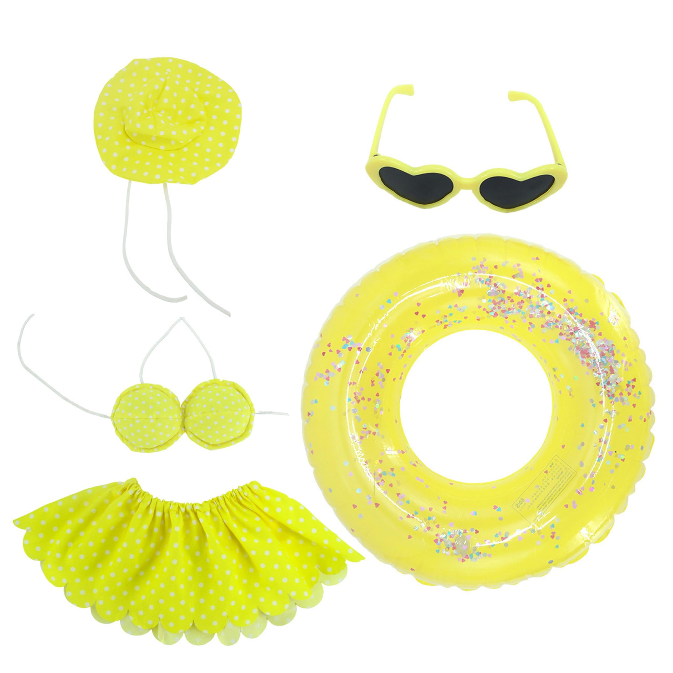 Otbushit Porch Geese Summer Outfit, Waterproof Bikini/Ring Raincoat Style, Fits Yard & Statues, Yellow, Summer Porch Geese Outfit