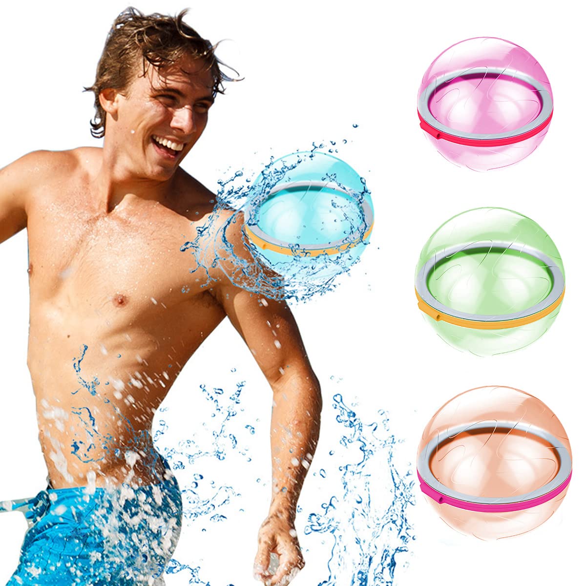 Umilake Reusable Water Balloons for Kids Adults, Quick Fill, Impact Open, Safe Water Bomb, Bath Toy, Water Fight Game, Summer Water Party
