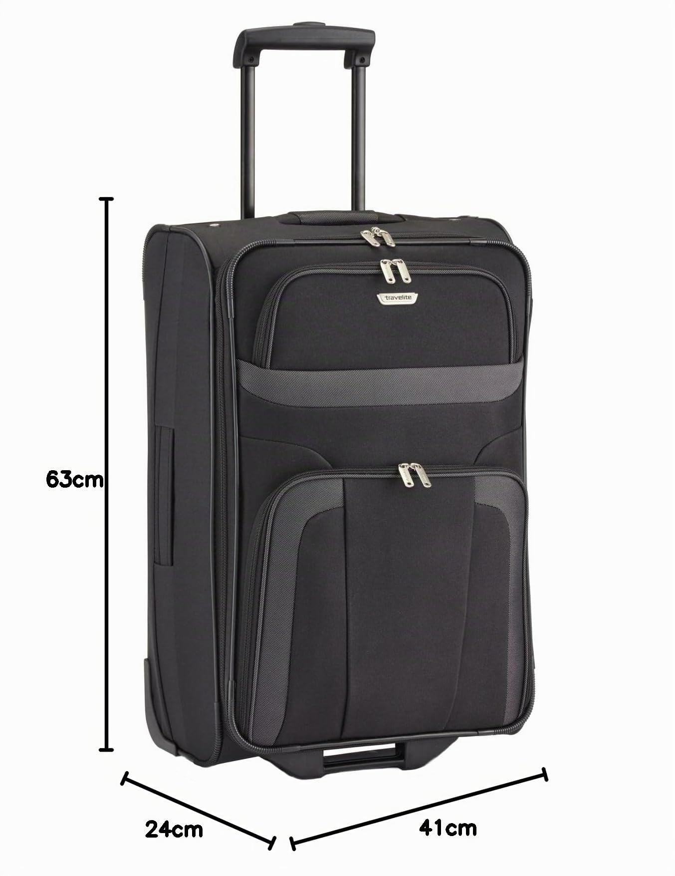paklite Maleta de Viaje con 2 Ruedas, Maleta con Ruedas de tamaño Mediano, Orlando, Carrito clásico de Carcasa Blanda con diseño Atemporal, 63 cm, 58 litros