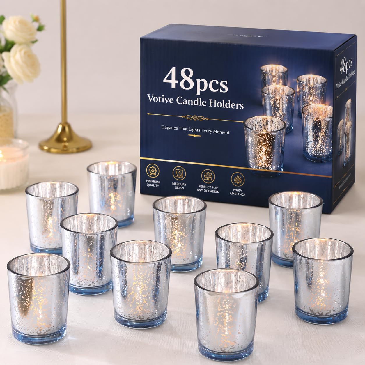 Gold Votive Candle Holders - 6 Piece Set -11