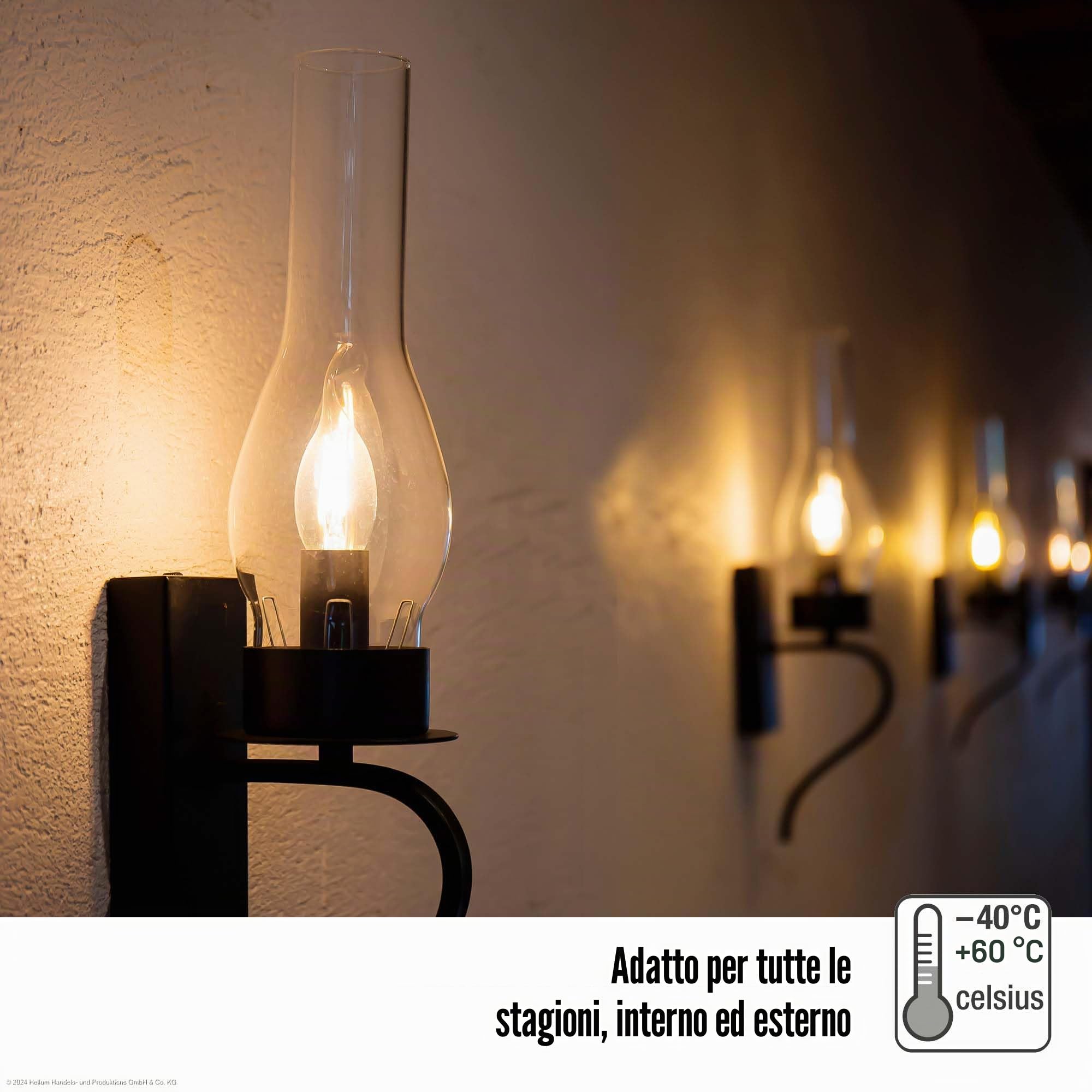 Hellum lampadine LED E14 a candela a vento, Set da 10, vetro opaco, Lampadina LED E14 luce calda 2,2W equivalente a una luce a incandescenza 25W, 250 lm, 2700 K bianco caldo 207408