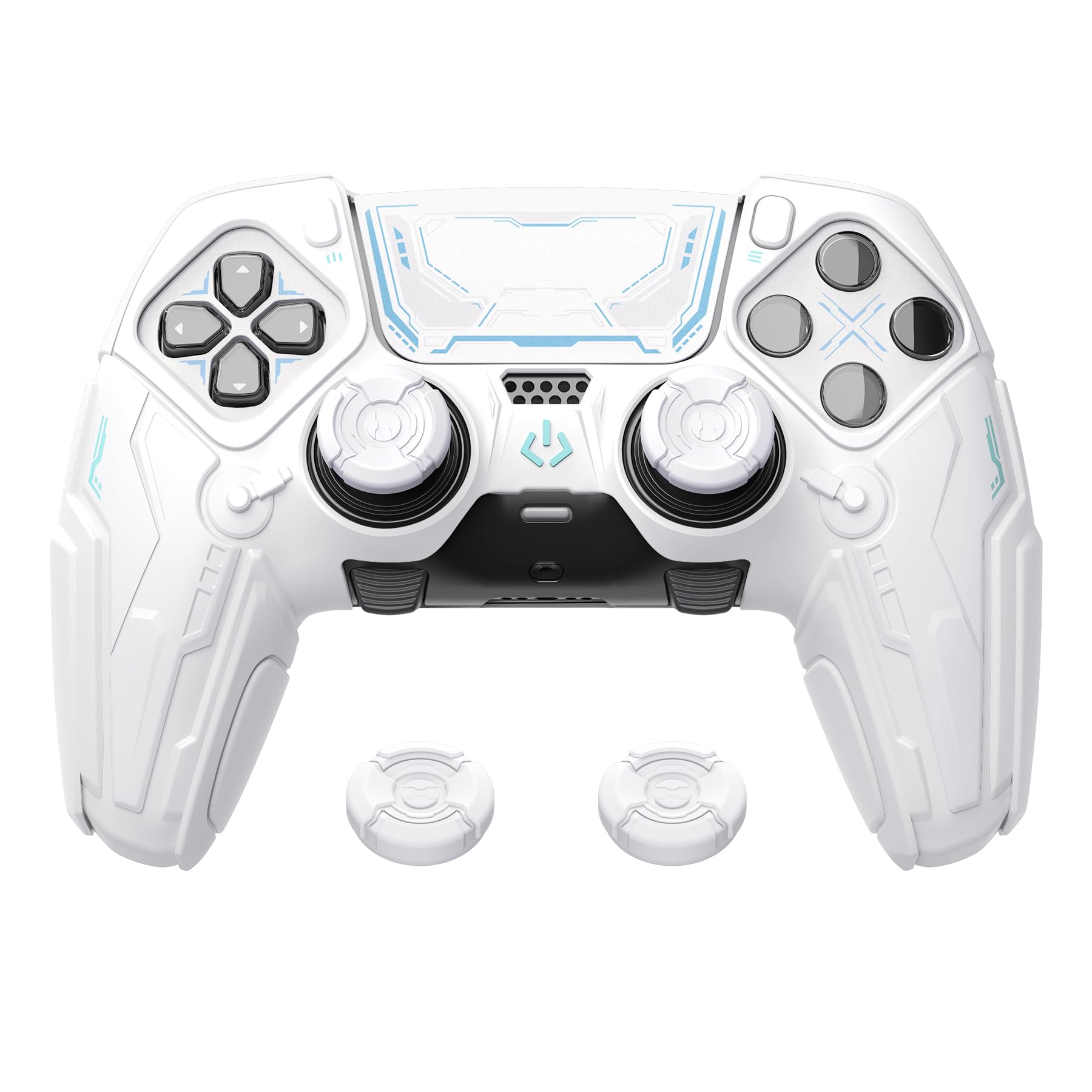 PlayVital Funda de Silicona para ps5 Edge Mando - Carcasa Protectora Antideslizante con Tapas para Joystick y Pegatinas Decorativas - Stellar Mecha (Rojo Carmesí & Amarillo Hierro) — view 9