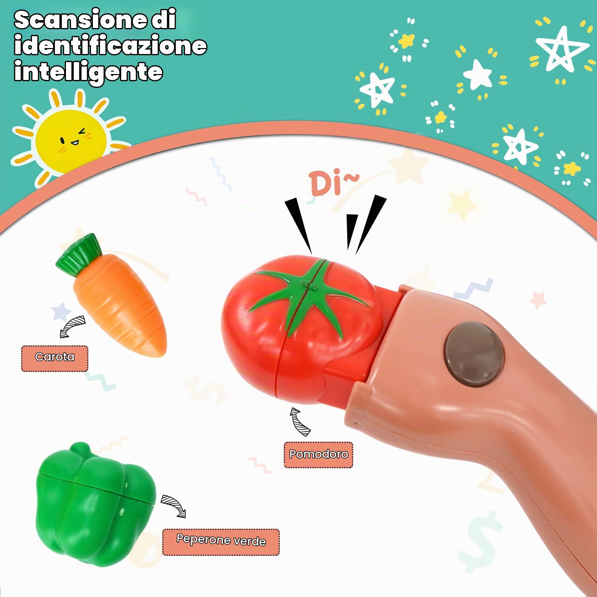Registratore di Cassa Elettronico Supermercato Giocattolo con Suono, Cibo, Cestino della Spesa Bambina 3 Anni, Supermercato Giocattolo per Bambini con Scanner Microfono