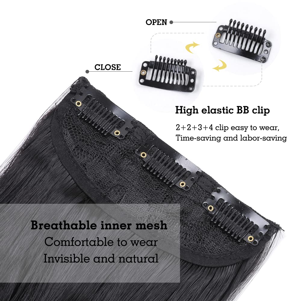 Clip in Hair Extensions Juego de 24 Pulgadas 4 Piezas Rizado Clip de Extensión de Cabello, Piezas de Cabello Para Mujeres YDDM Fibras de Cabello Sintéticas A(1B#)