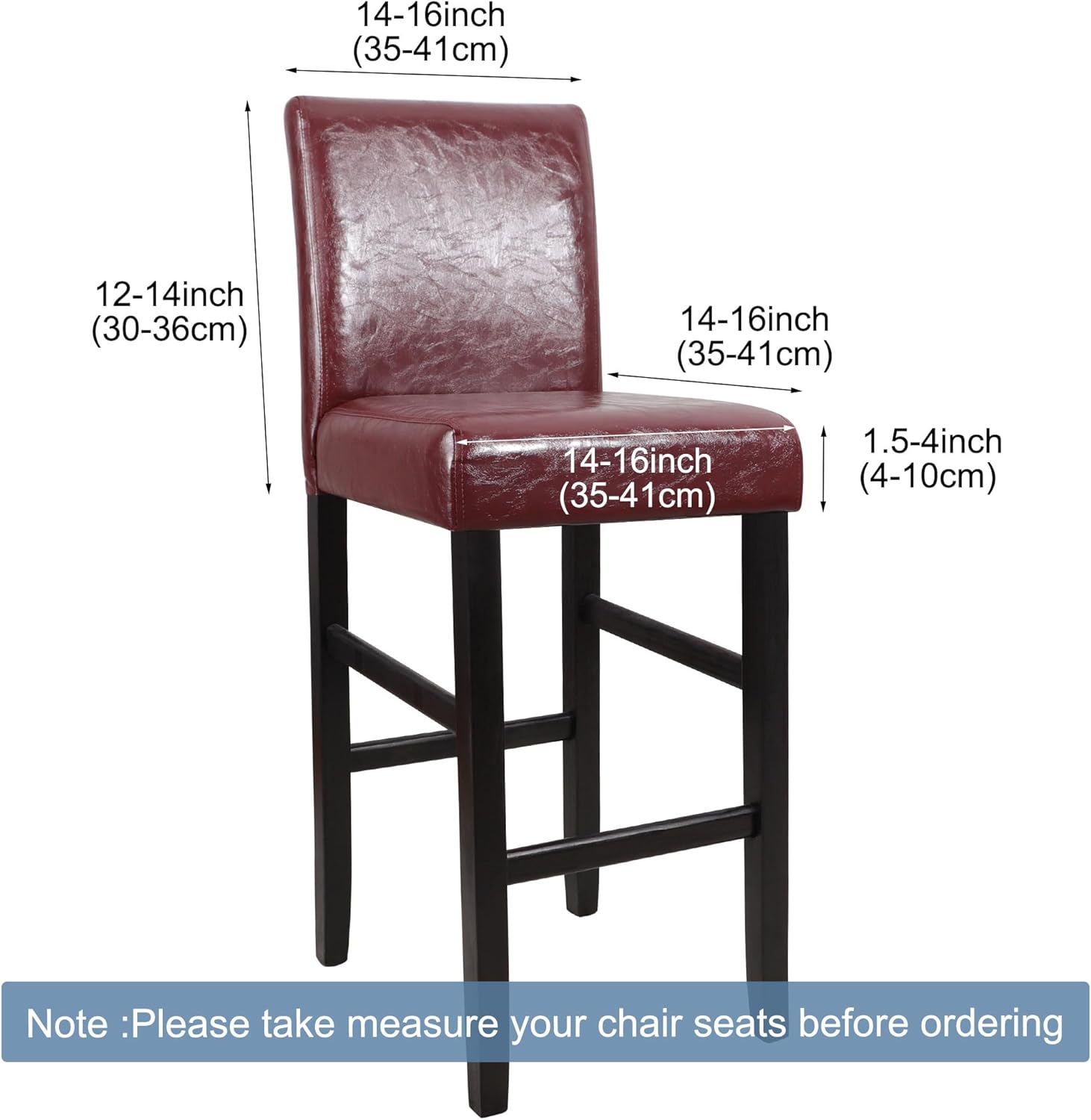 PiccoCasa Stretch Bar Stool Covers, Pub Counter Height Side Chair Covers with Square Lattice Snow White 4Pcs