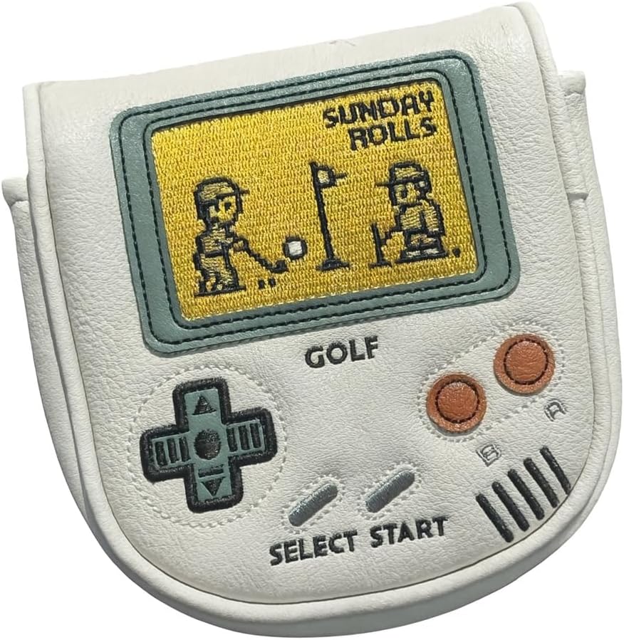 Retro Roller Putter Headcover for LAB DF3 and Center-Shafted Mallet Putters, Vintage Gameboy Style, Premium Leather, Quality Stiching, with Durable Magnetic Closure