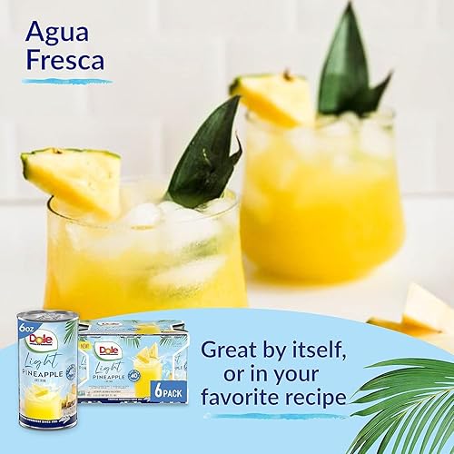 Miniatura 5 de Dole Bebida ligera de jugo de piña, sin azúcar añadida, 40 calorías por lata, 6 onzas líquidas (paquete de 6), 48 latas en total