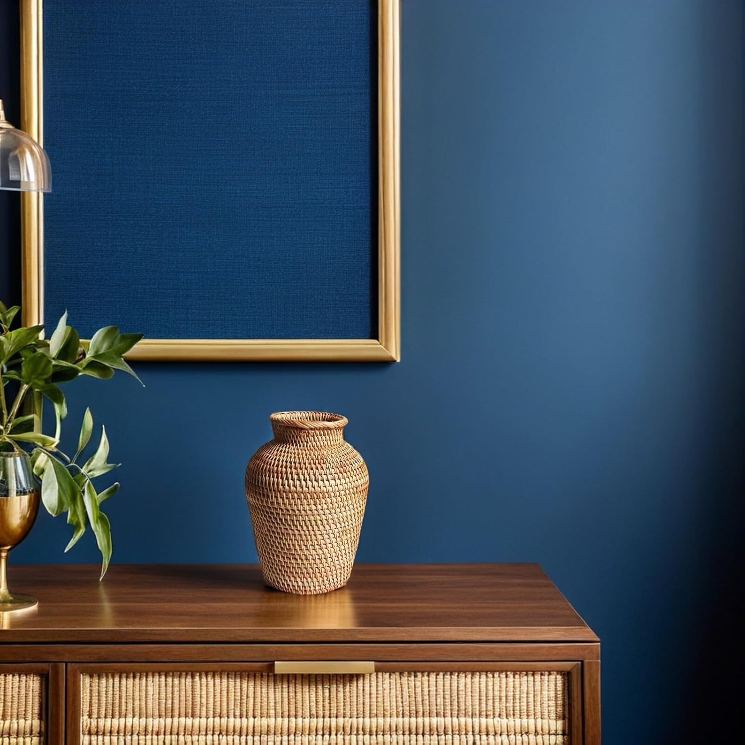 DOITOOL Rattan Vase,8.2 '' Tall Wicker Vase,Country Rustic Handmade Woven,Decorative s for Boho Decor,Plant Flower Basket Rattan Floor for Home Decoration