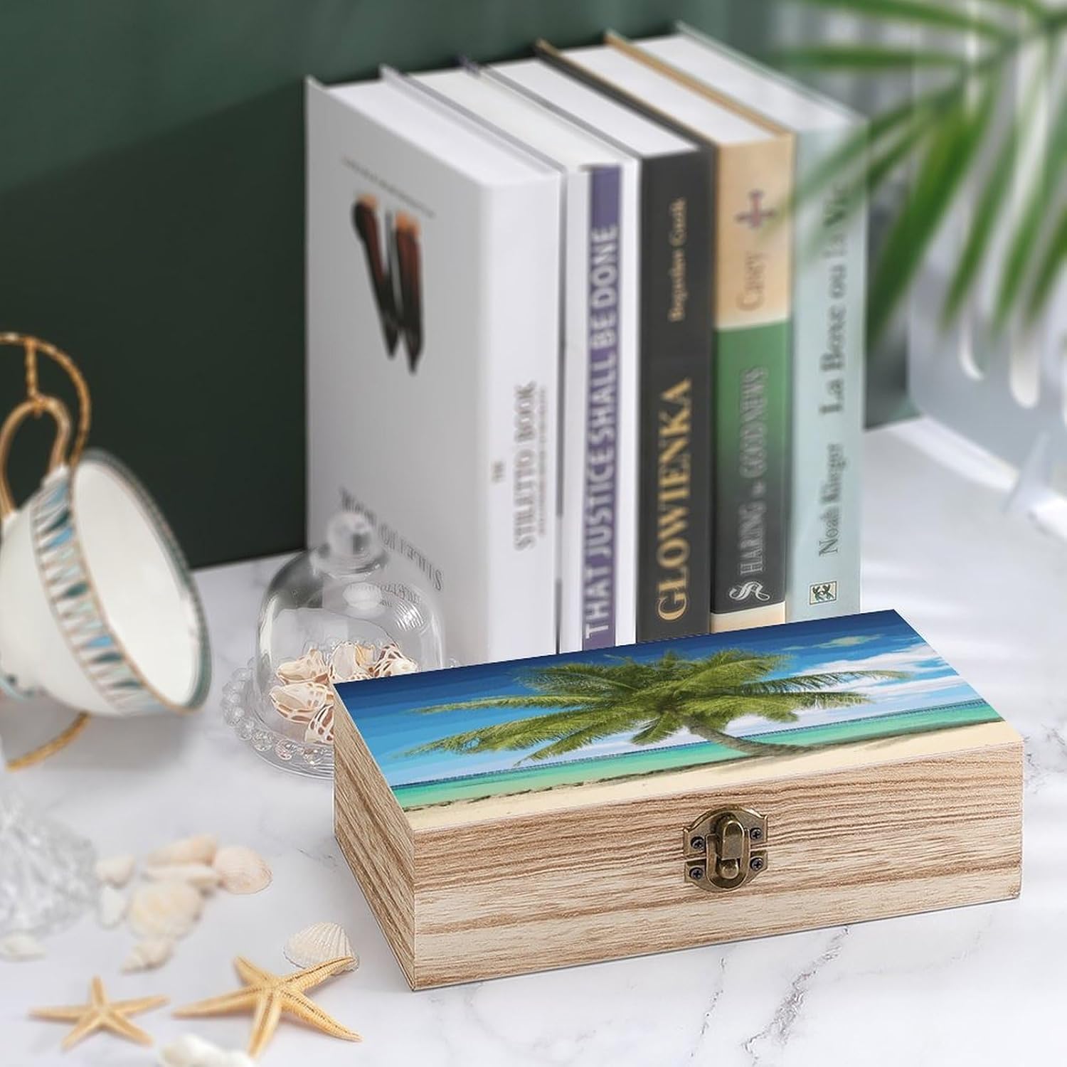 Beach Palm Tree Wooden Storage Box 7.9" X 3.9" X 2.3" image 4
