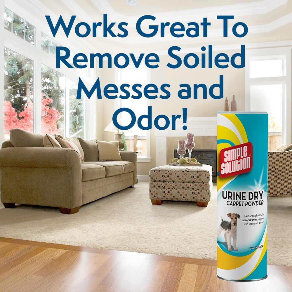 Simple Solution Urine Dry Carpet Powder | Absorbs Urine Wetness and Removes Odors | Fast Acting Formula | 24 Ounces