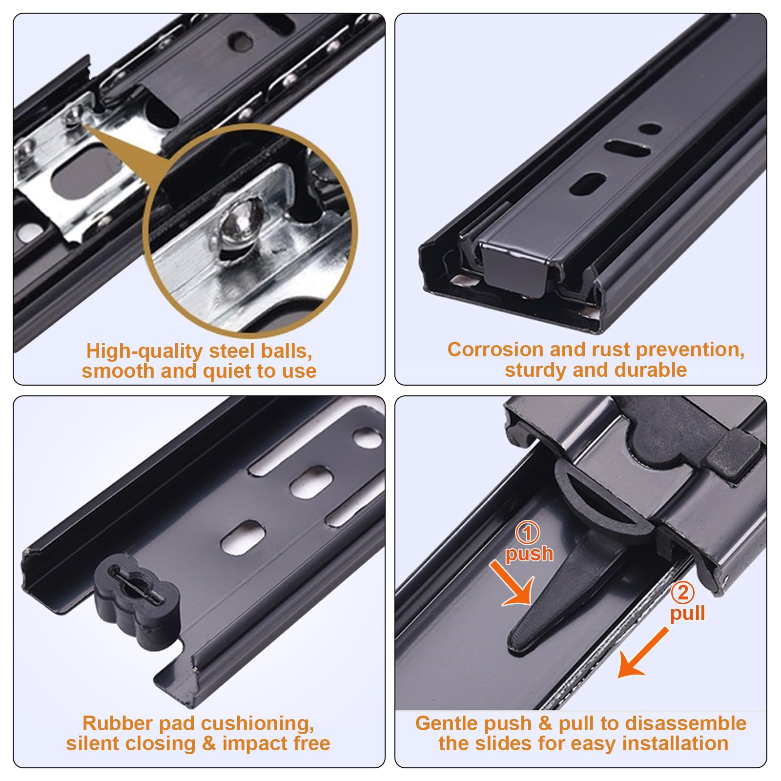 11 Inch Drawer Slides - Full Extension, Heavy Duty -2 11 Inch Drawer Slides - Full Extension, Heavy Duty -2