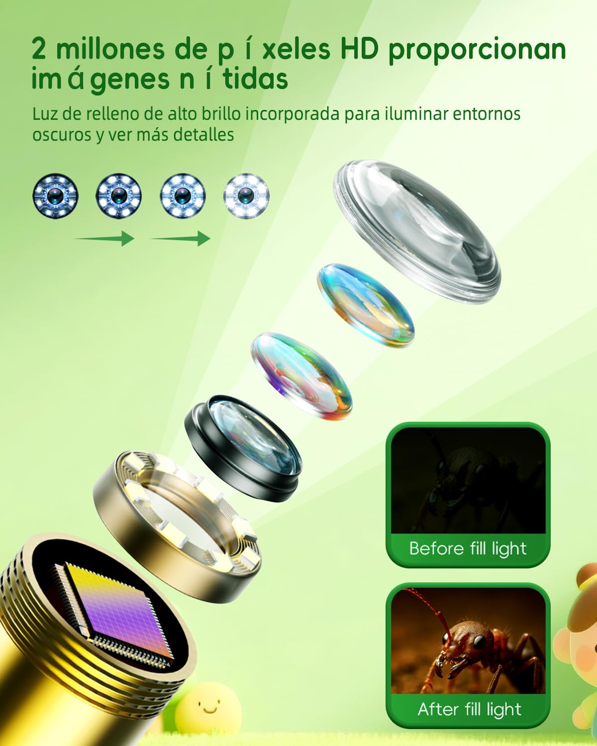 Cámara endoscópica para niños, cámara Ashfly 1080P, Stem Juguete para Exterior jardín Camping Naturaleza Descubrir, Regalo de cumpleaños para 4, 5, 6, 7, 8, 9, 10 años, niños y niñas (Azul)