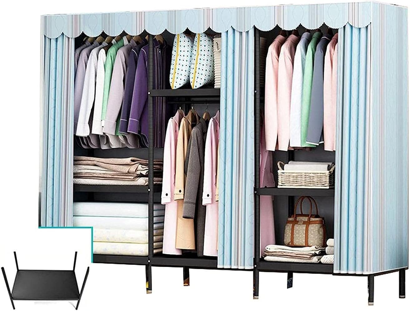 Home Closet Simple Open Fabric Wardrobe Stable Metal Bracket Prime Wardrobe Clothes Rack (Size : 175 180 45CM) (175 * 180 * 45CM)