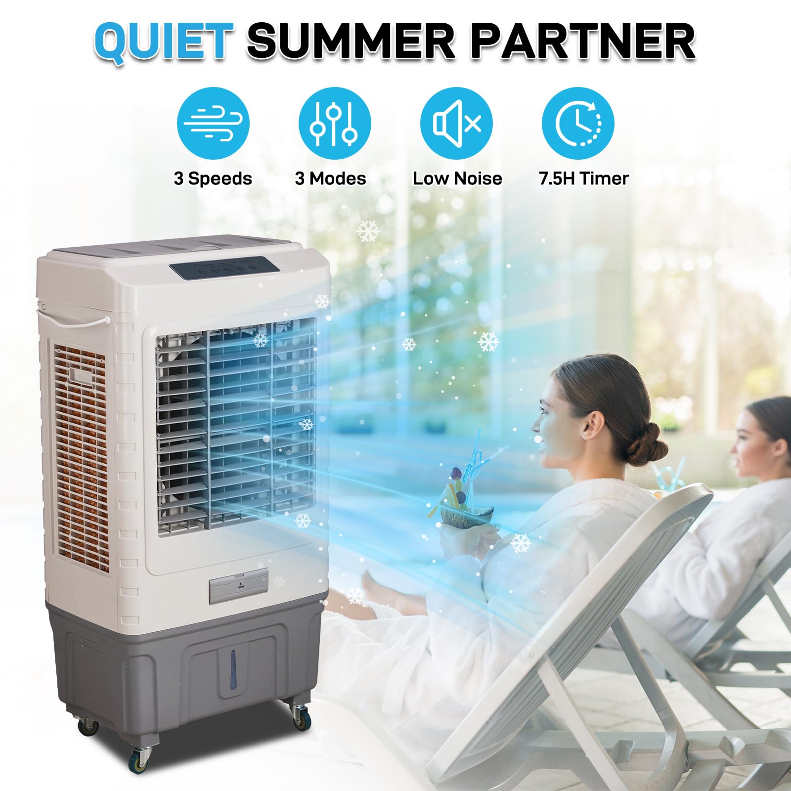 Winado - Enfriador de pantano con control remoto y temporizador de 12 horas, enfriador de aire evaporativo 1659 CFM con tanque de agua de 10 galones, aire acondicionado portátil 3 en 1 para habitación
