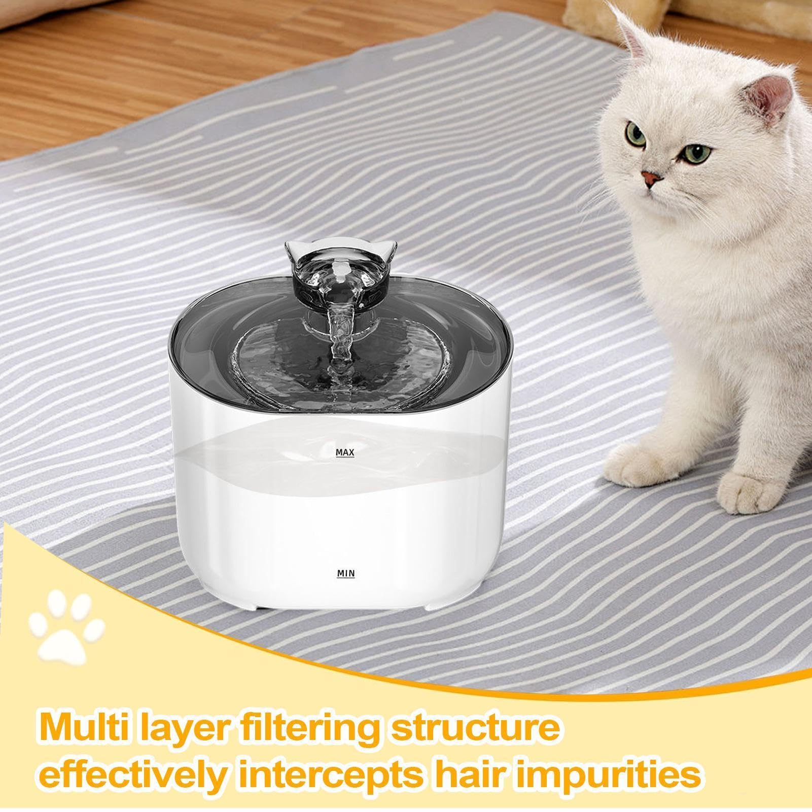 Fuente De Agua Para Gatos 2,2 L Bebedero Automático Silencioso con | Bebedero para Gatos y Dispensador de Agua para Mascotas Interiores, , Cachorros, Mascotas Pequeñas, Perros