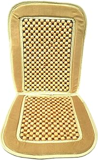 DHANVINE Car Wooden Bead Seat with Beige Velvet Border Seat Cover Acupressure Design Compatible with Toyota Innova