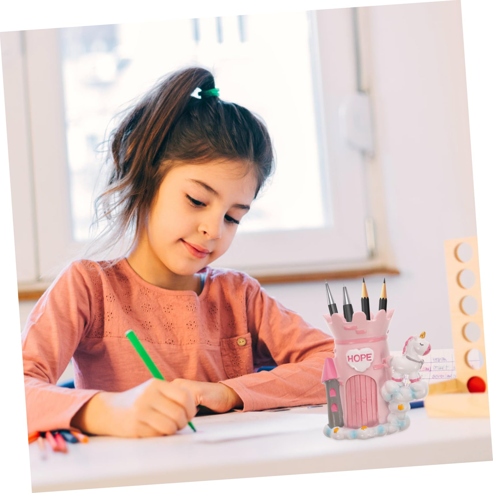 DOITOOL 2 Pièces Porte-stylo Plumier Casier De Rangement Organisateur De Stylo Étui à Stylo Dessin Animé Rose Résine