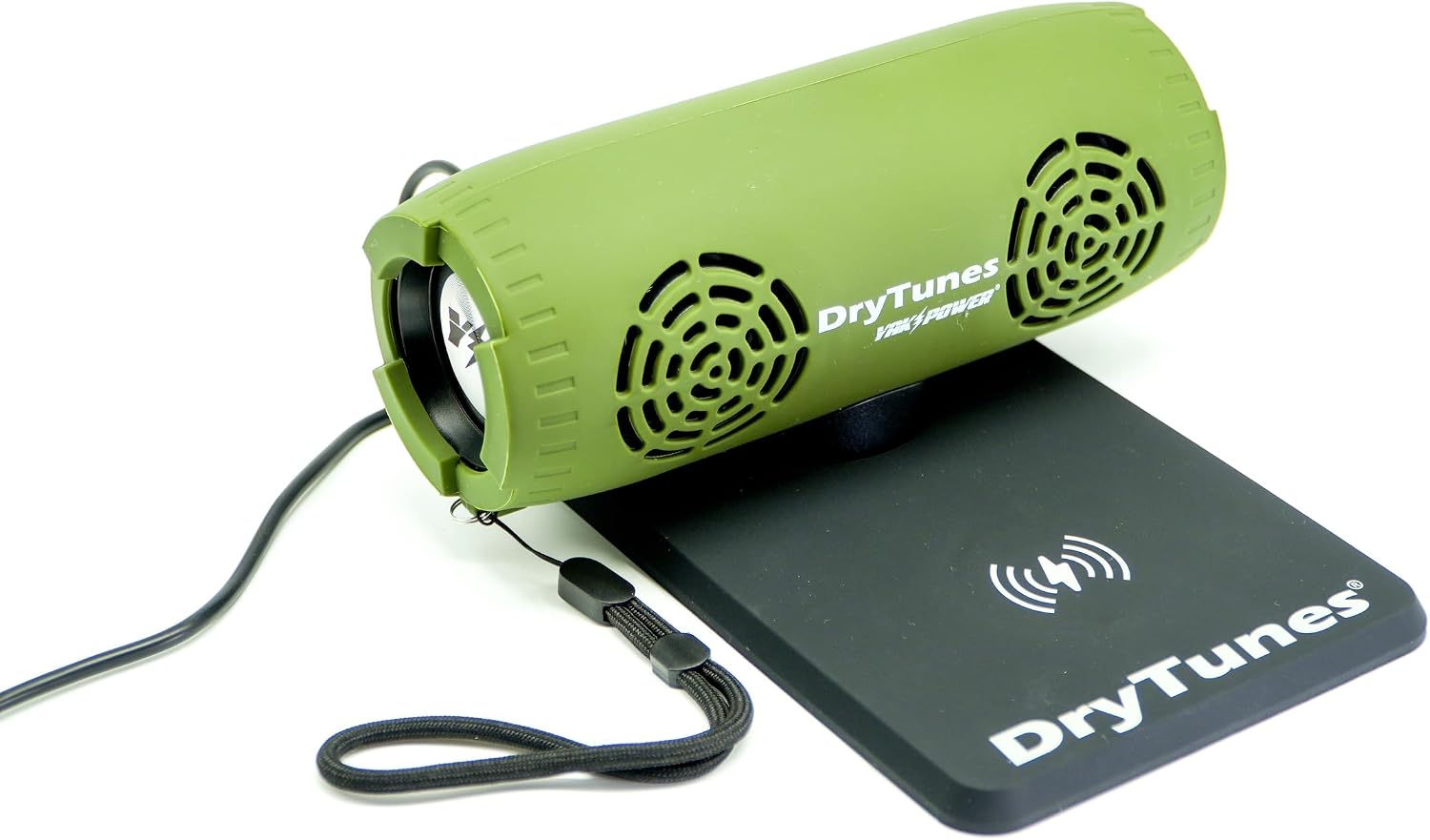Drytunes Dual Wireless Charging Pad — 15W Qi Wireless + USB-C — Charges Speakers, Phones, Tablets & More — Black
