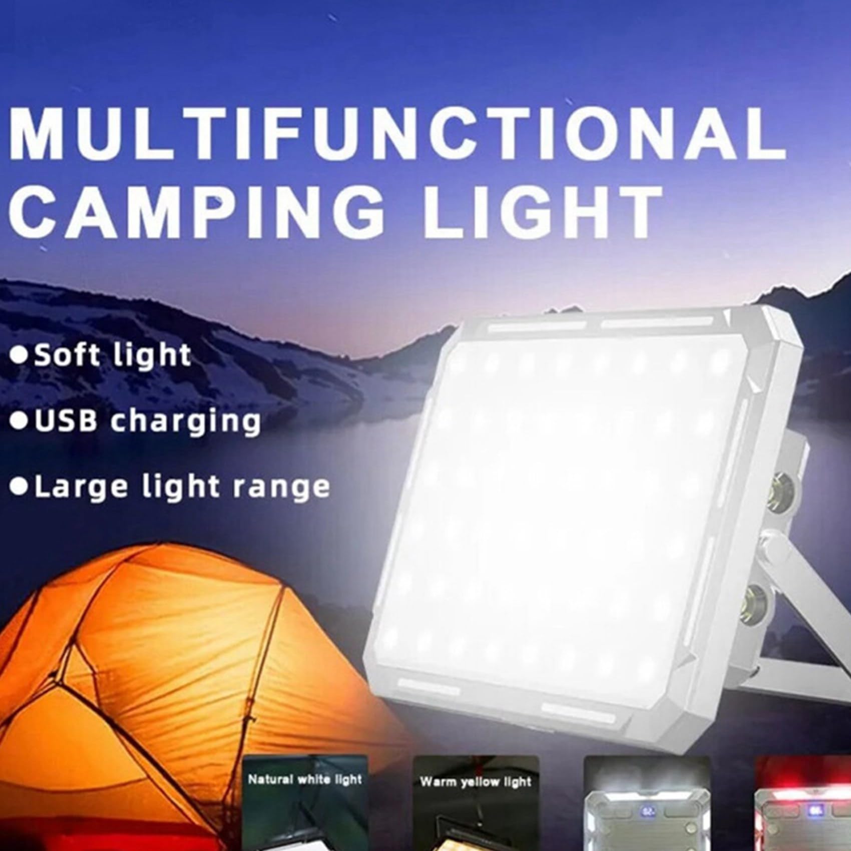 5X Portatile Ricaricabile per da A LED Illuminazione di Emergenza Esterna Lampada Notturna A Sospensione Impermeabile