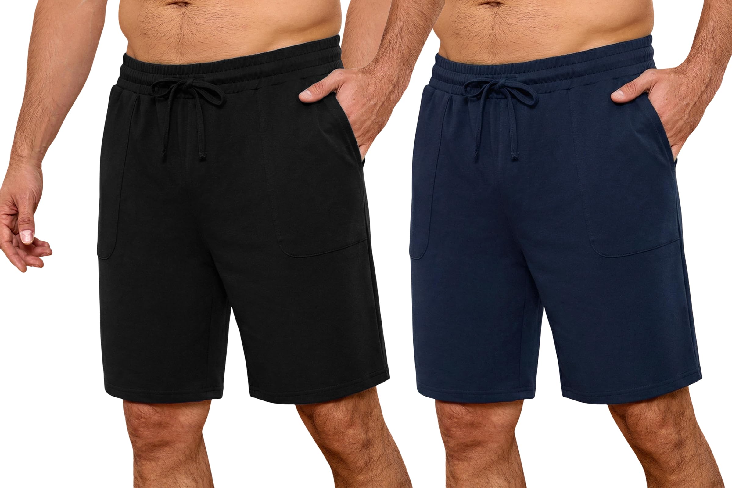 Marvmys Schlafanzughose Herren Kurz Pyjamahose Sommer Shorty Nachtwäsche Schlafshorts Loungewear Elastischem mit Taschen S-3XL