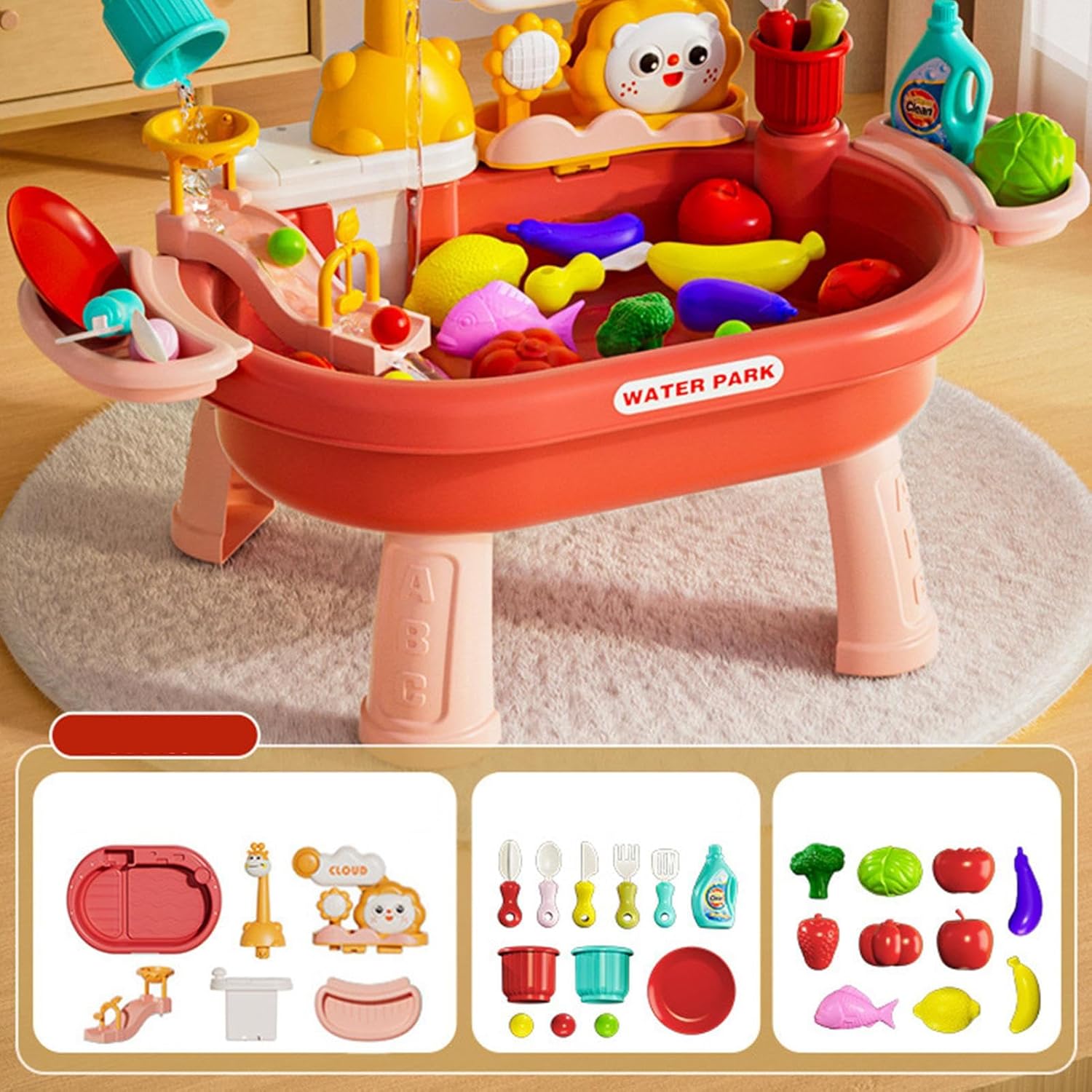 子供用水遊びテーブル,砂と水の知育アクティビティテーブル | 電気式サマートイ 魚釣りゲーム付き 屋内 庭 公園 幼稚園対応