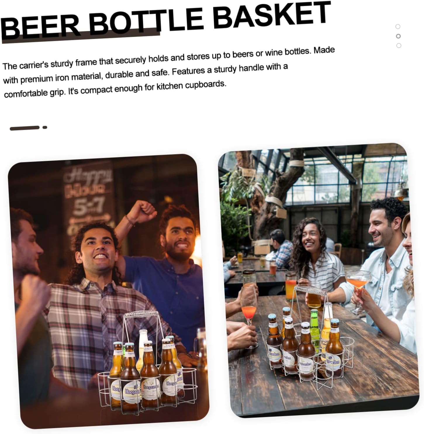 Healifty 1pc Beer Storage Basket for Bottles Silver Wine Sturdy Handle Bottle Holder for Bars and Home Use Convenient Display for Beer and Wine