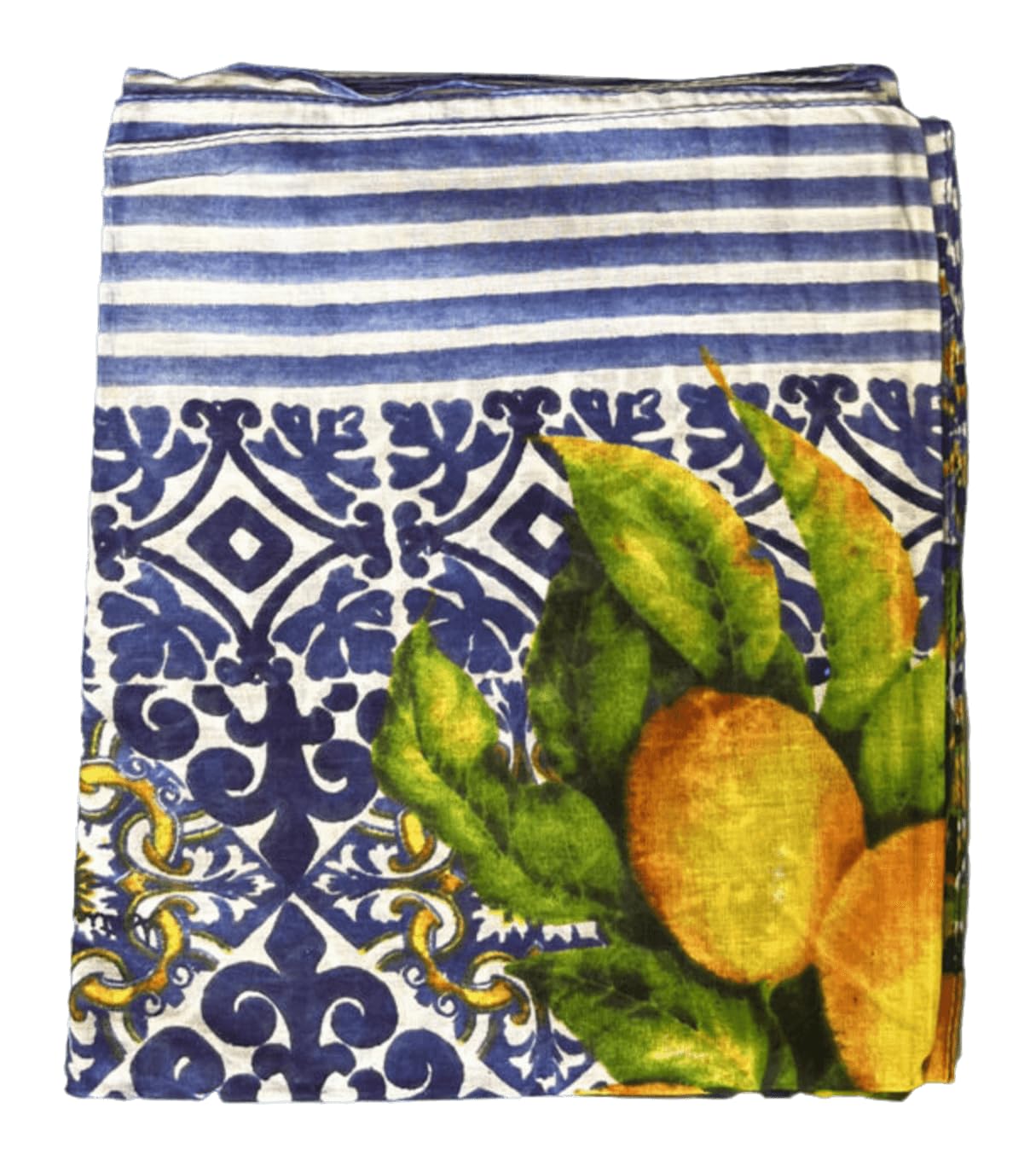 Antica Sartoria by Giacomo Cinque Antica Sartoria Pareo Algodon 130cm x 180 cm Pareo Playa con Estampado Multicolor para Mujer Pañuelos Cuello Mujer Foulard Mujer. Estampados tipicos de Costa Amalfitana (Azul Limones)