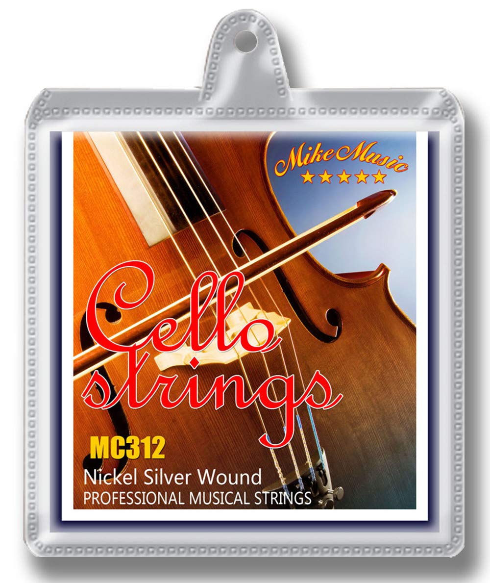 Mike MusicCello Strings Full Set (A-D-G-C) Steel rope core for 4/4 & 3/4 &1/4&1/2Size (Cello Strings MC312)