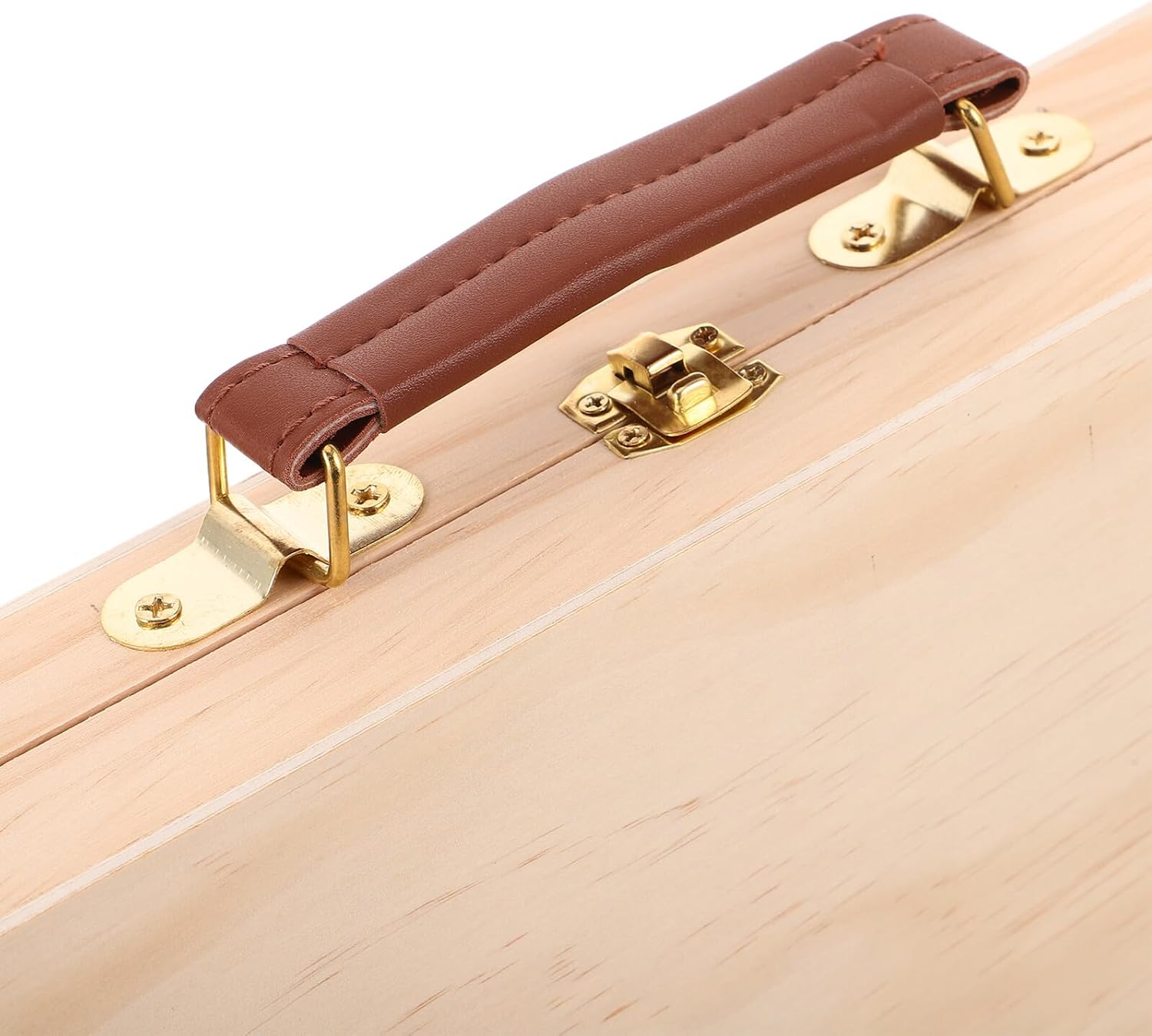 ABOOFAN 2pcs Portable Wooden Paint Storage Box with Handle, Pine Wood Painting Tool Case 37x23x5cm for Artists, Travel and Studio Use