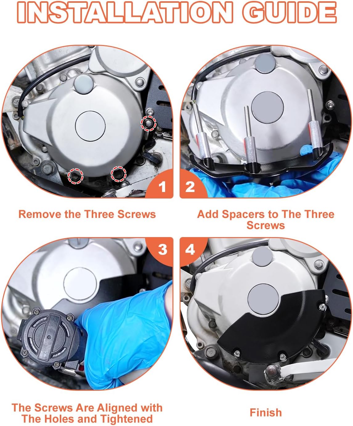 Left Right Clutch Engine Guard Cover Compatible with KLX250 KLX250S KLX250SF 2009-2020, KLX300 KLX300R KLX300SM 2021-2024, Motorcycle Engine Guards Protective Clutch Cover