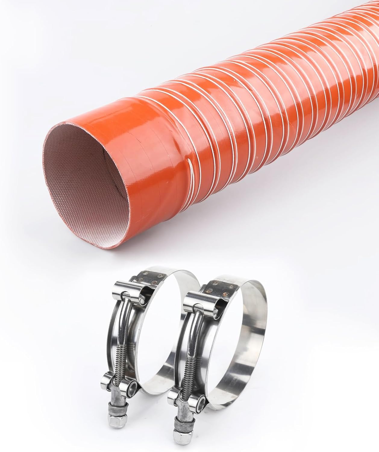 AC PERFORMANCE 3.5" ID Silicone Brake Cooling Air Ducting Induction Intake Pipe Hose with Cuff, Length 1 Meter (3.3 Feet) and Full 304 SS T-Bolt Hose Clamp Working Range 89mm - 97mm (Pack of 2)