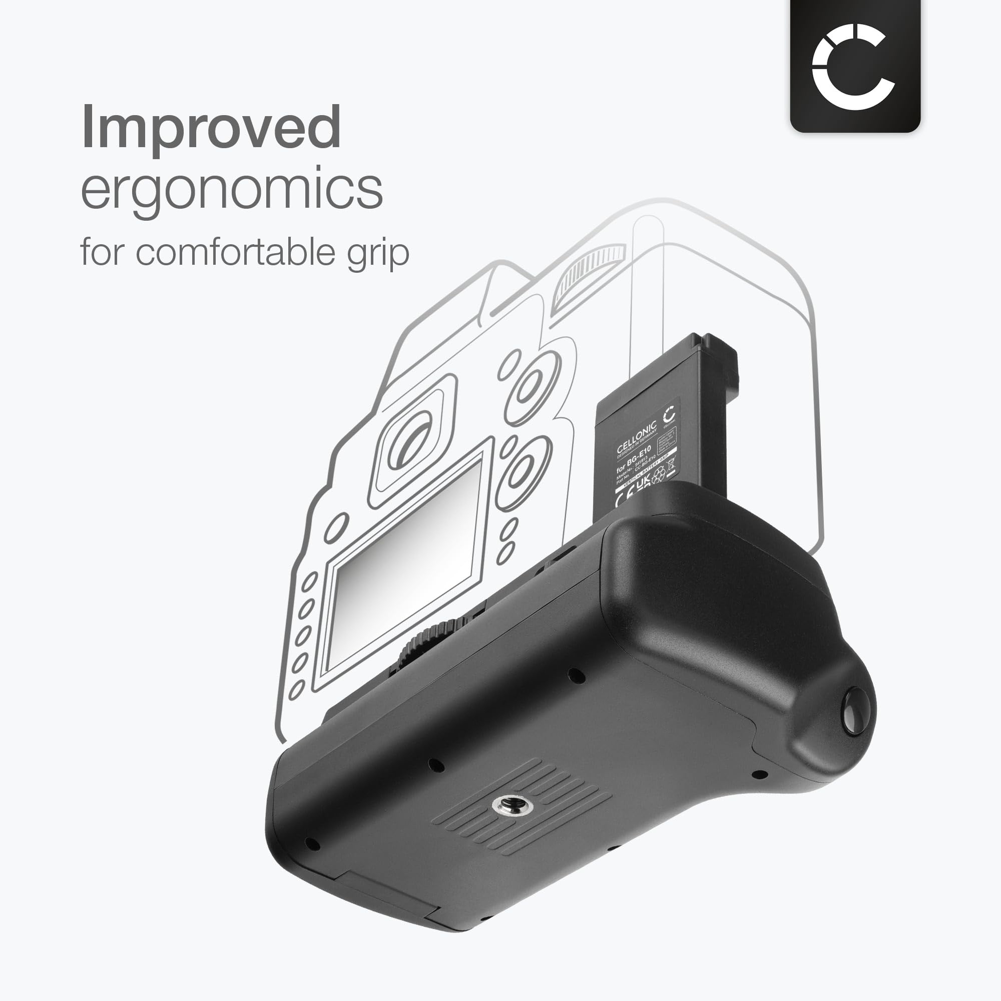 CELLONIC Impugnatura BG-E10 Compatibile con Battery Grip per Fotocamera Fotografia Verticale Multifunzione portabatterie LP-E10