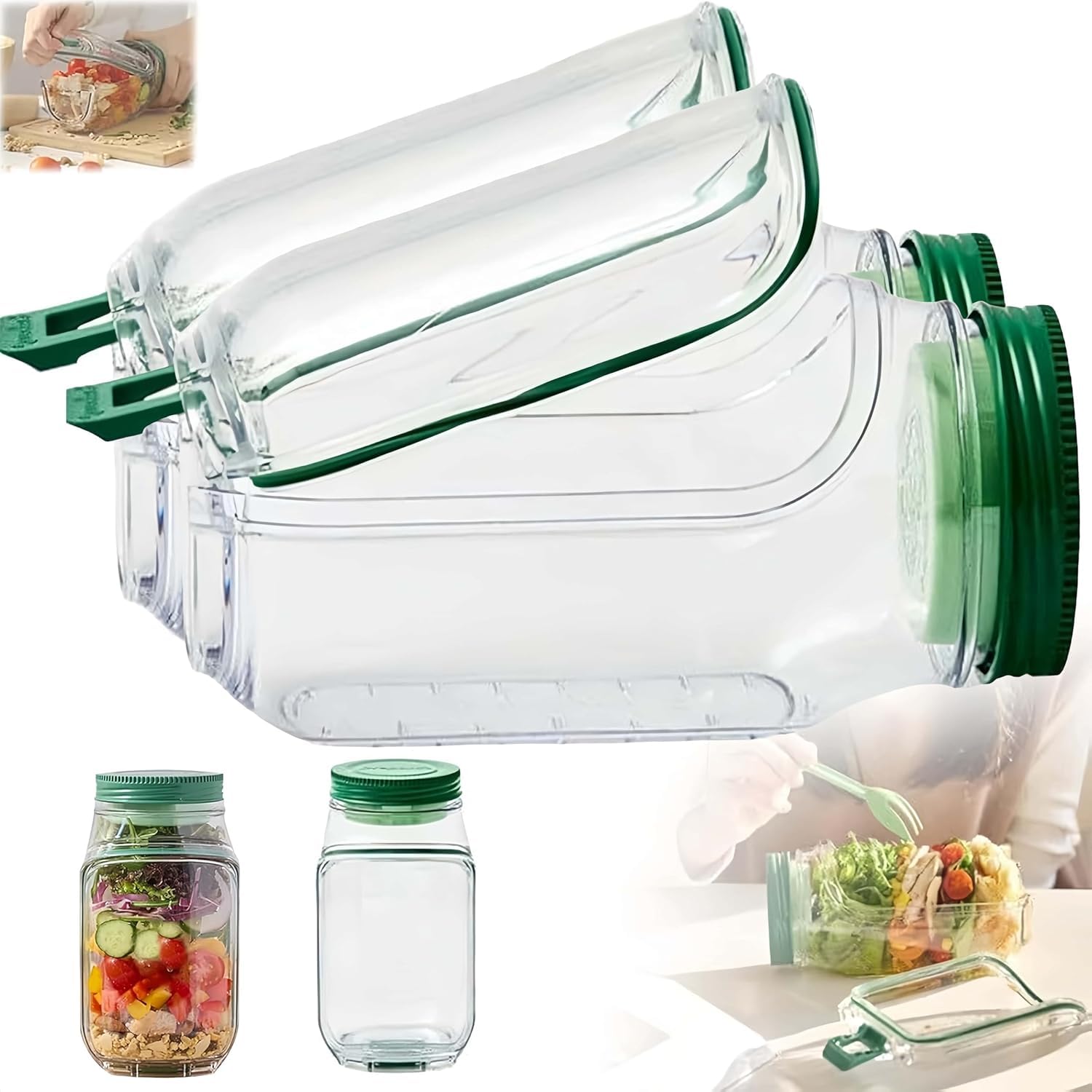 Salade Pod, 2025 kruidenbox, compacte lekvrije saladecontainer, houdt groenten vers, draagbare dressing- en kruidenopslag for de lunch(1PC
