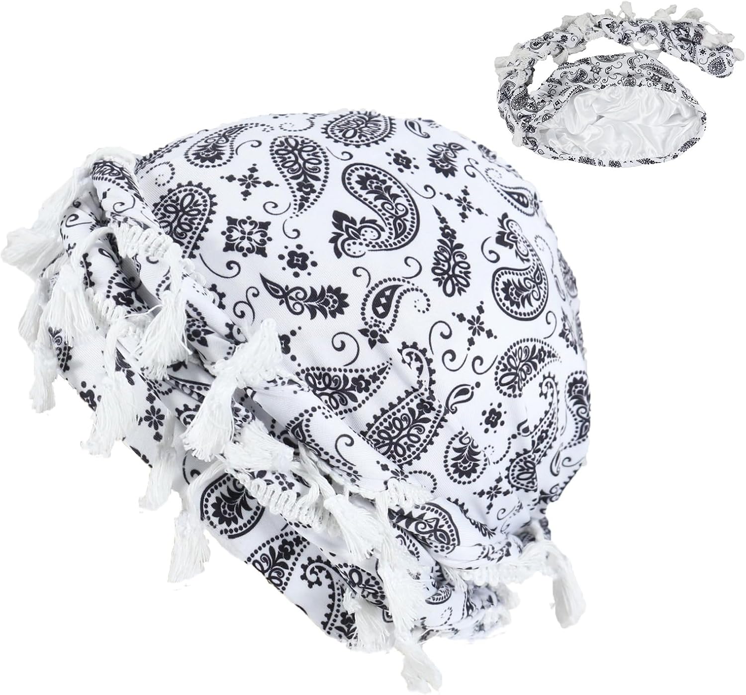 DouuYuhet Turban Head Scarf for Hair Halo Turban for Mens Satin Lined Turban for Mens Silky Head Wraps with Long Twist Straps image 4