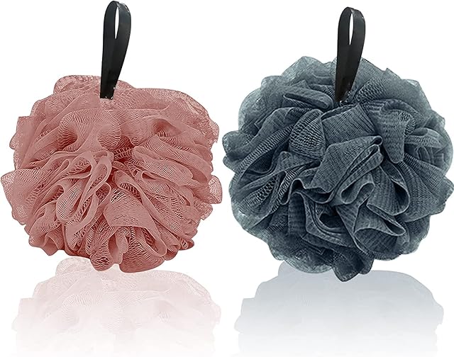 Bath Sponge Shower Puff Sponges Bath Soft Loofah Sponge Pouf Exfoliating Mesh Shower Ball Bath Scrunchies for Adults